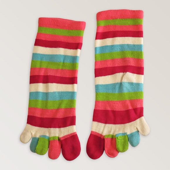 Colorful Stripped Toe Socks, Funky Funny Y2K Socks, Set of 3 - Picture 5 of 5